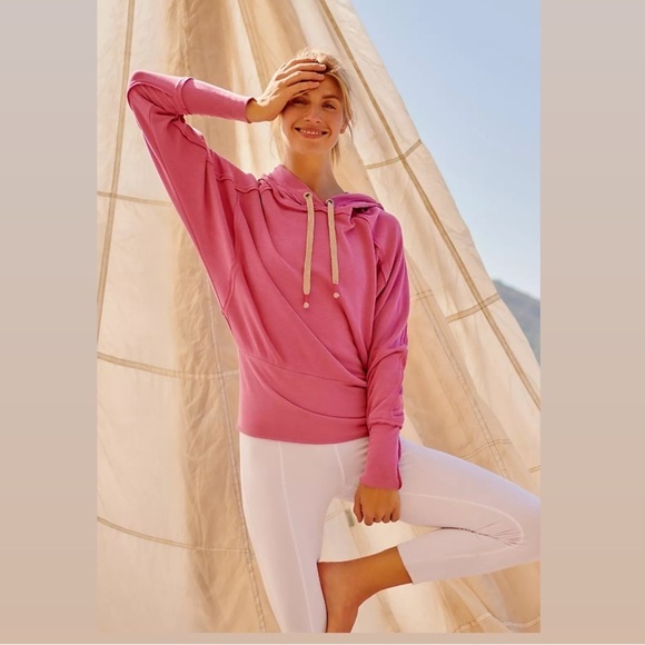 Free People Intimately Ready Go Pullover Hoodie Sweatshirt Pink FP - Picture 1 of 16